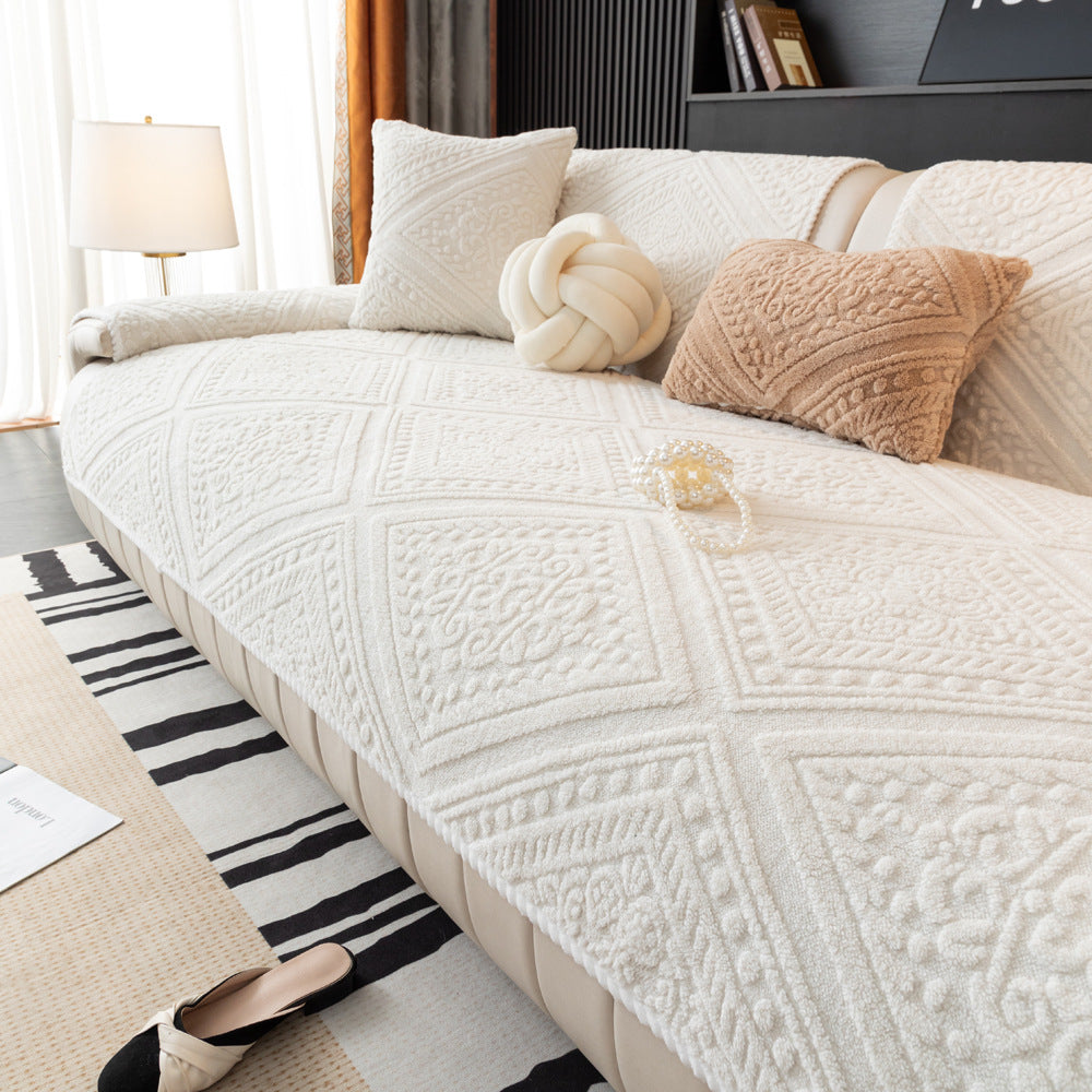 Toda la temporada de estilo nórdico Nórdico Plush Talled Decorativo Cubierta de sofá sin deslizamiento