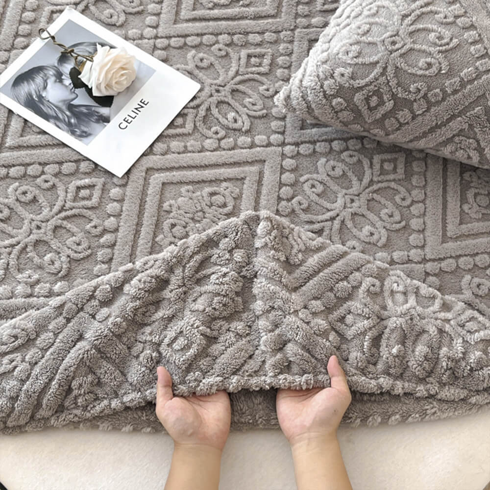 Coperchio di materasso in velluto caldo in velluto caldo in rilievo barocco