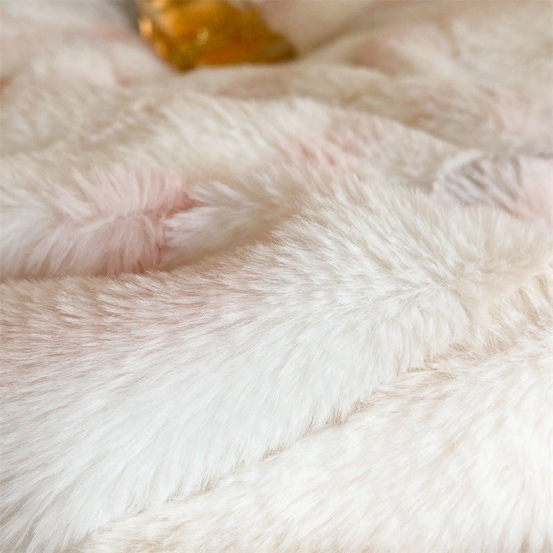 Juego de cama antiestático de piel de conejo de rabia de rayas de rayas ombre irregular a rayas