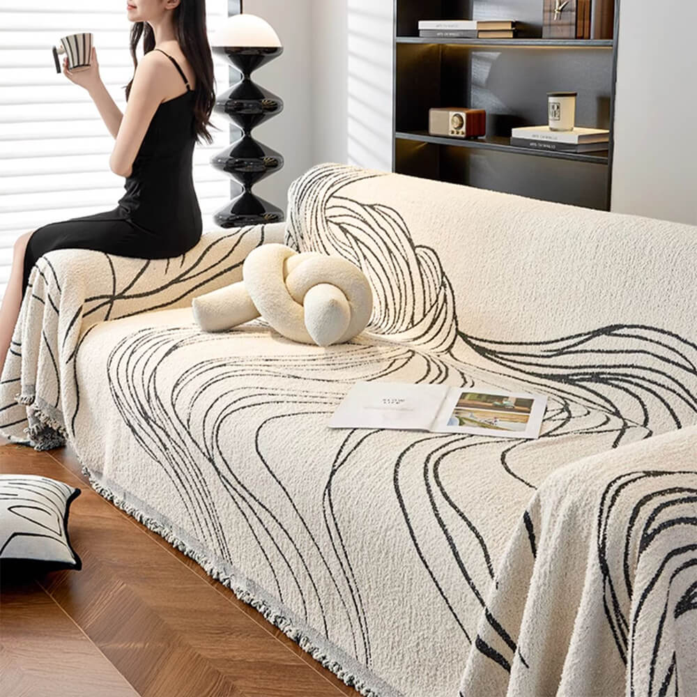 Coperchio di divano non slip resistente al graffuco di gatti reversibile minimalista