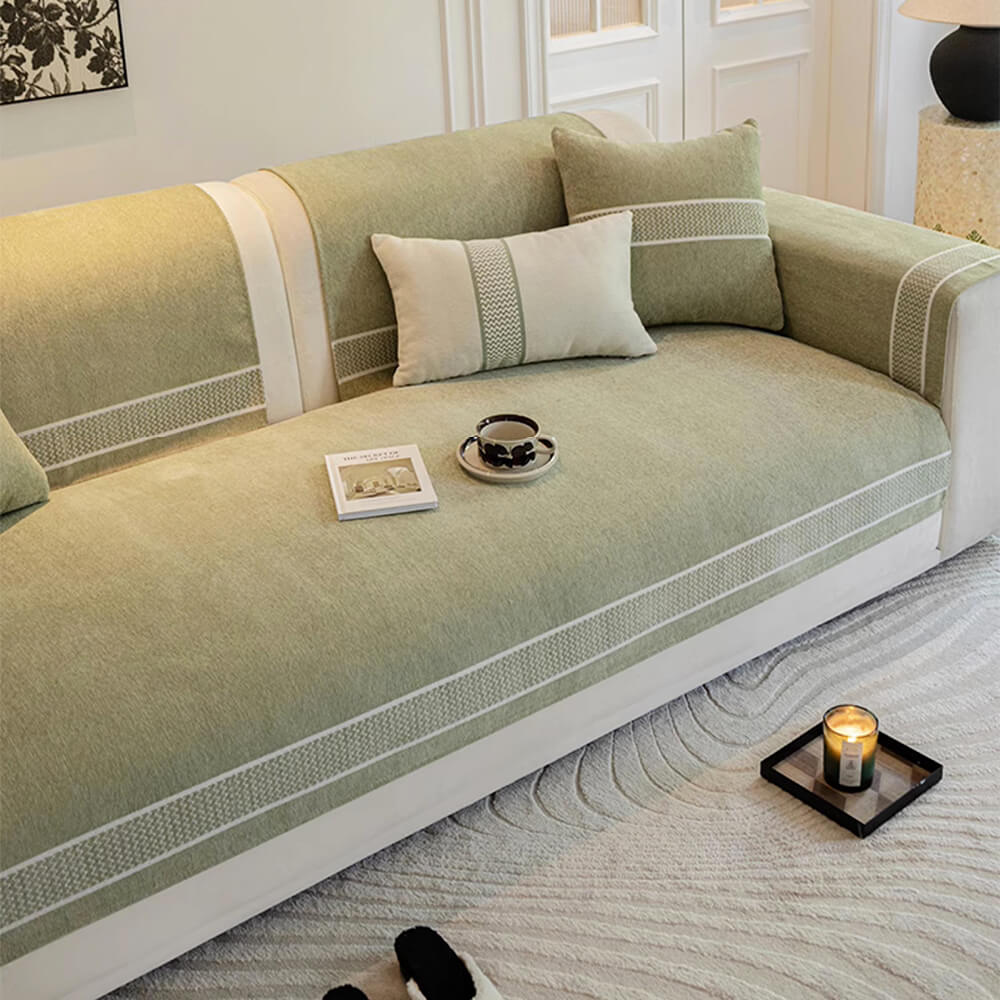 Coperchio di divano a graffio di Chenille Jacquard Wide Edge Design