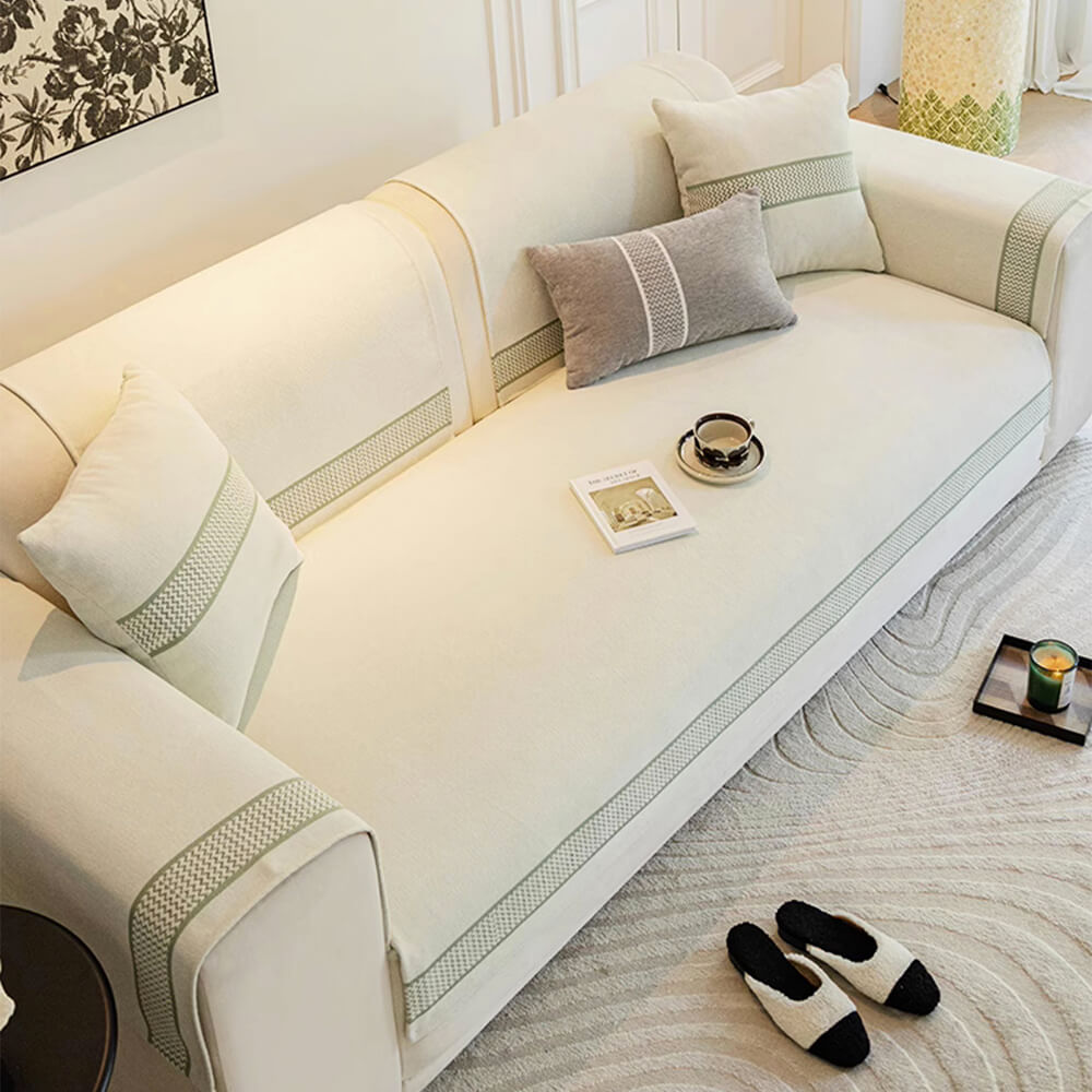 Coperchio di divano a graffio di Chenille Jacquard Wide Edge Design