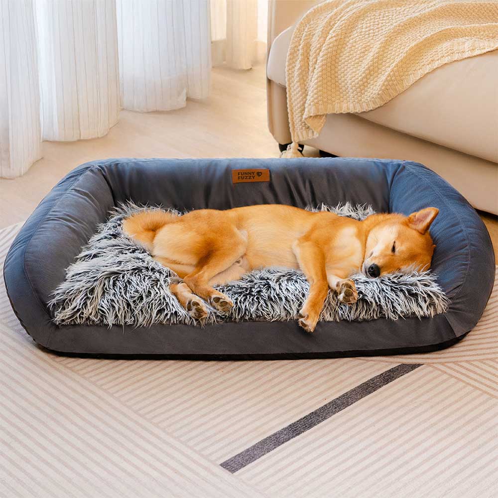 Großes, waschbares, flauschiges, gemütliches Hundesofabett – Denim Cowboy