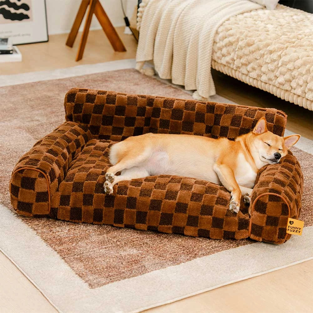 Checkered Fluffy Removable Orthopedic Dog Bolster Bed – CozyNest