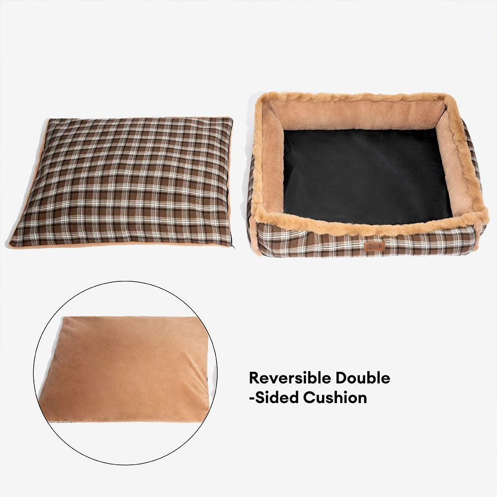 Cama de perros acogedor a checked checken a cuadros Vintage - Tucknap