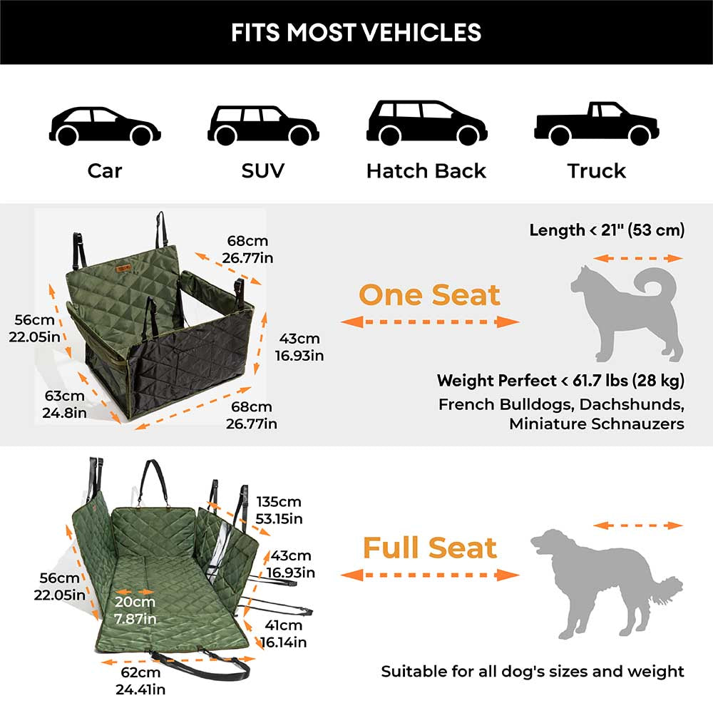 Extension de siège arrière pour chien extra-large à couverture complète pour chambre à coucher mobile - Idéal pour les voyages et le camping