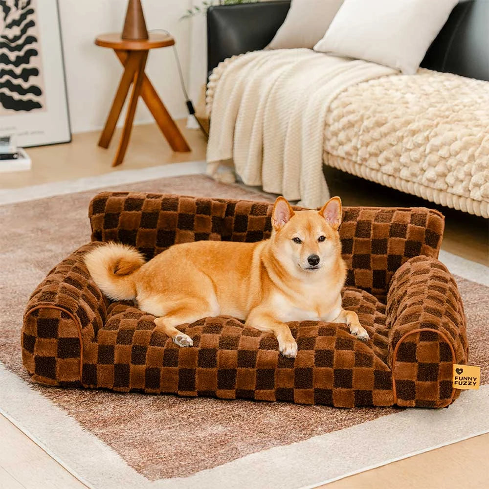 Checkered Fluffy Removable Orthopedic Dog Bolster Bed – CozyNest