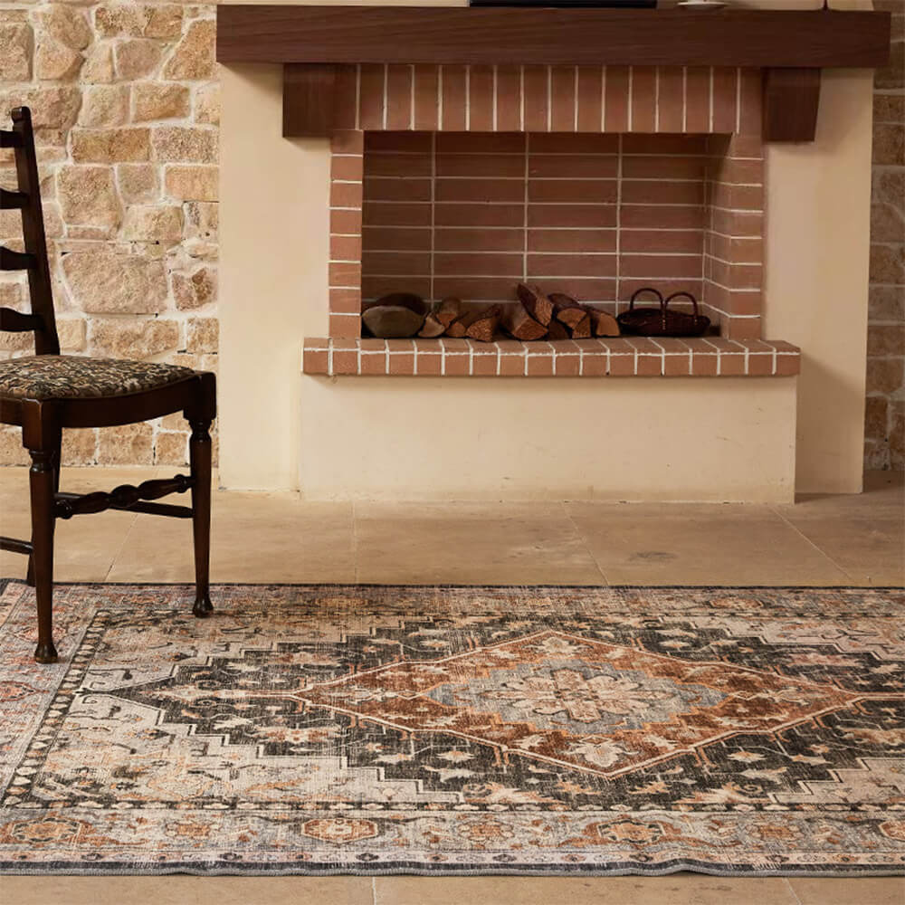 Alfombra de sala de estar de estilo persa étnico nórdico