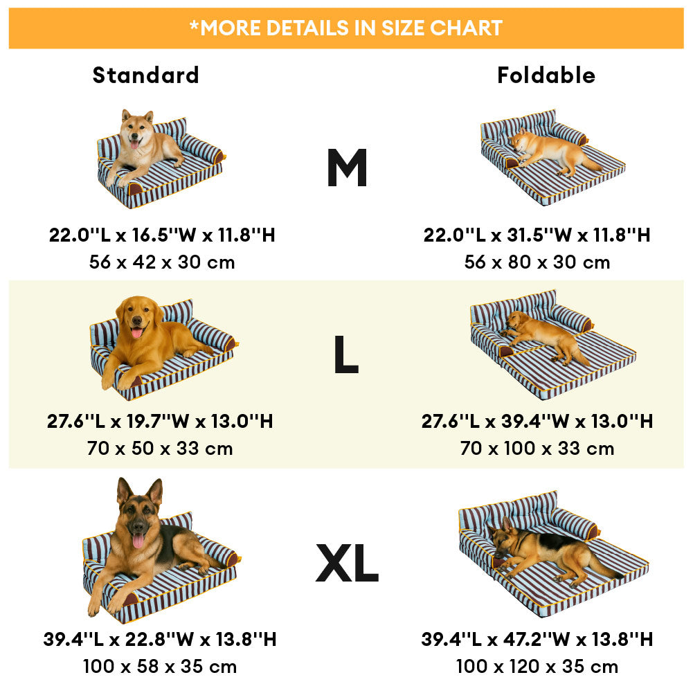 Stripe Waterproof Foldable Large Dog Sofa Bed - Sunny Siesta