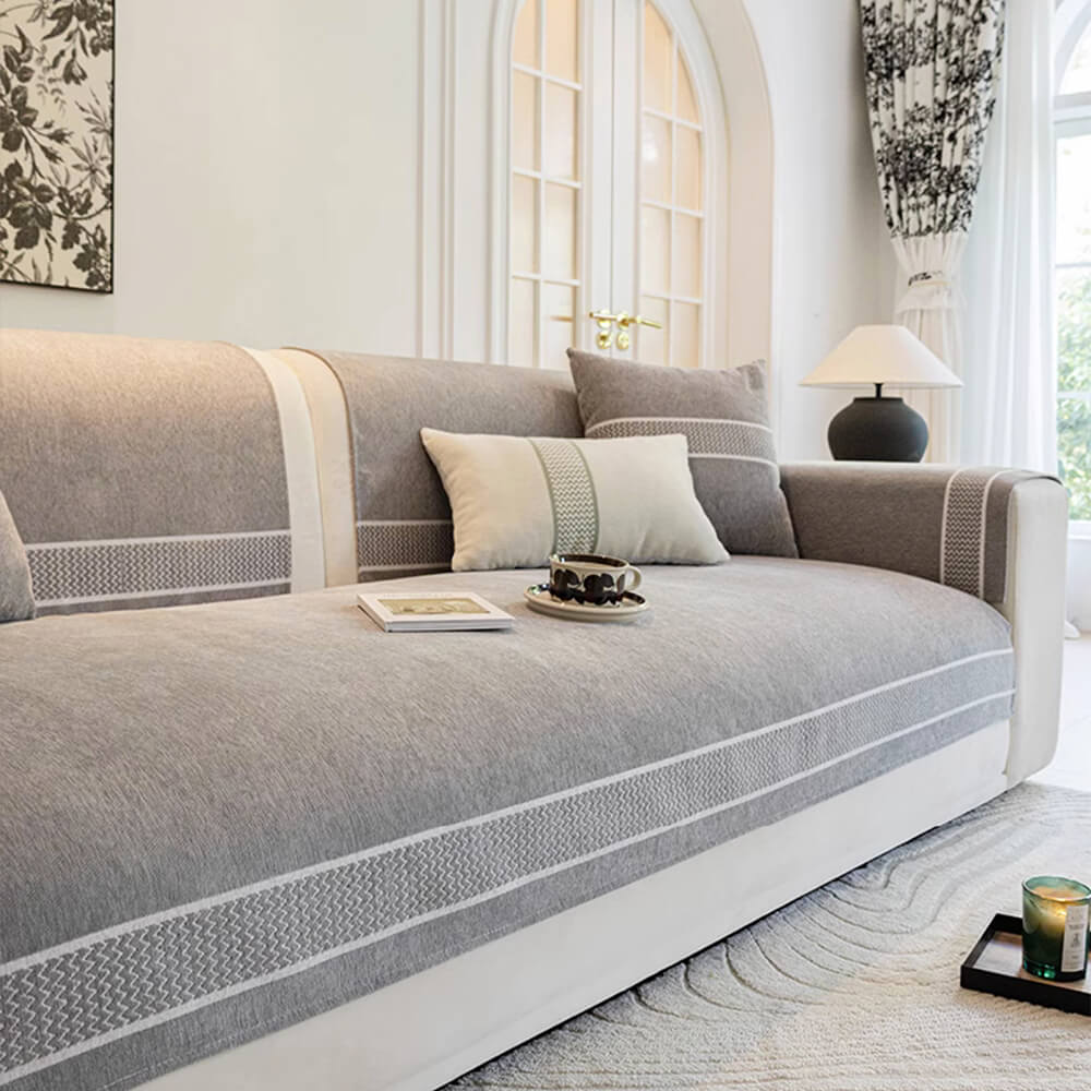 Coperchio di divano a graffio di Chenille Jacquard Wide Edge Design