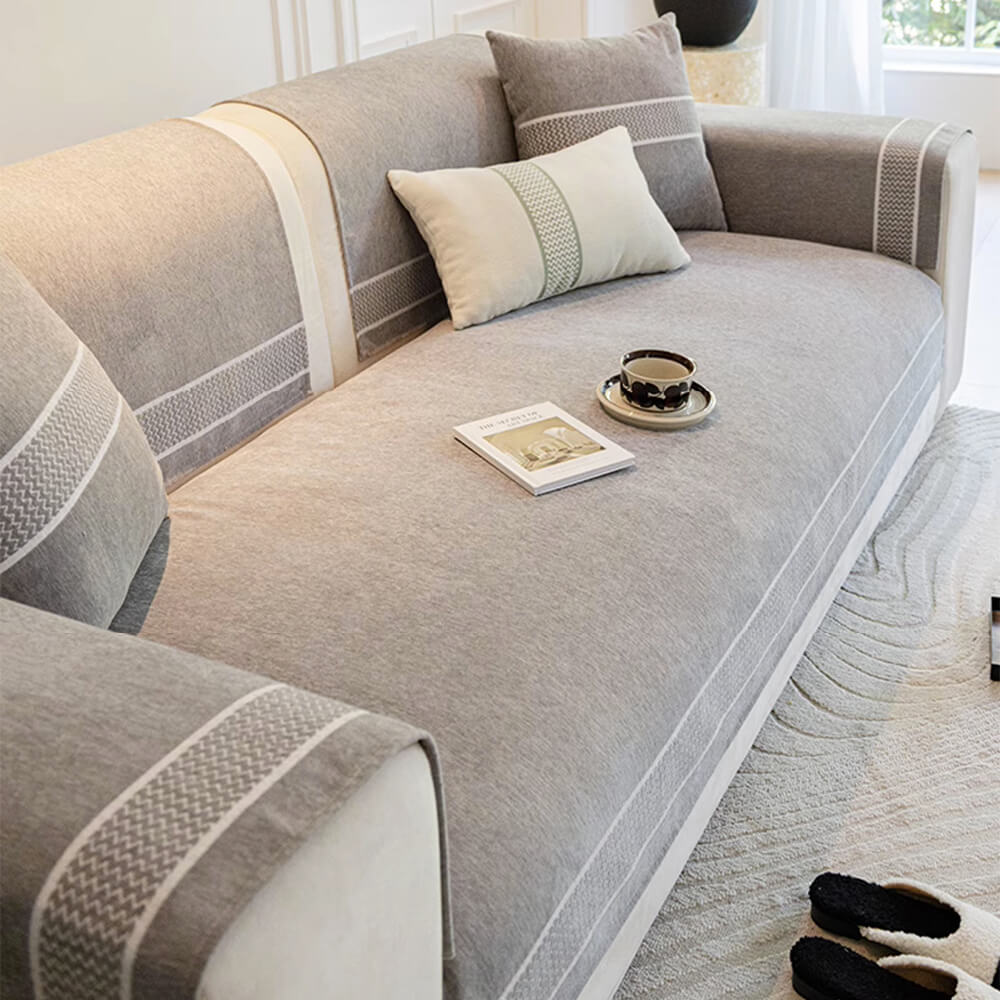 Coperchio di divano a graffio di Chenille Jacquard Wide Edge Design