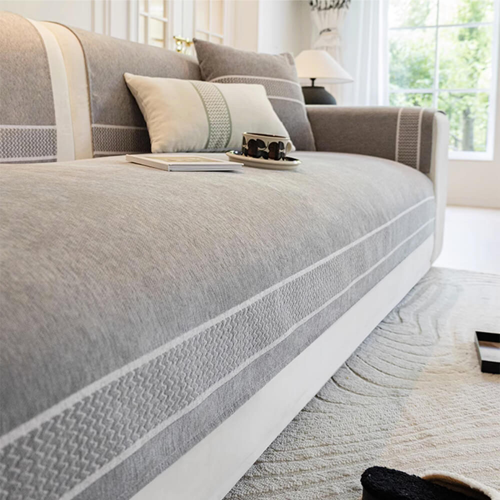 Coperchio di divano a graffio di Chenille Jacquard Wide Edge Design