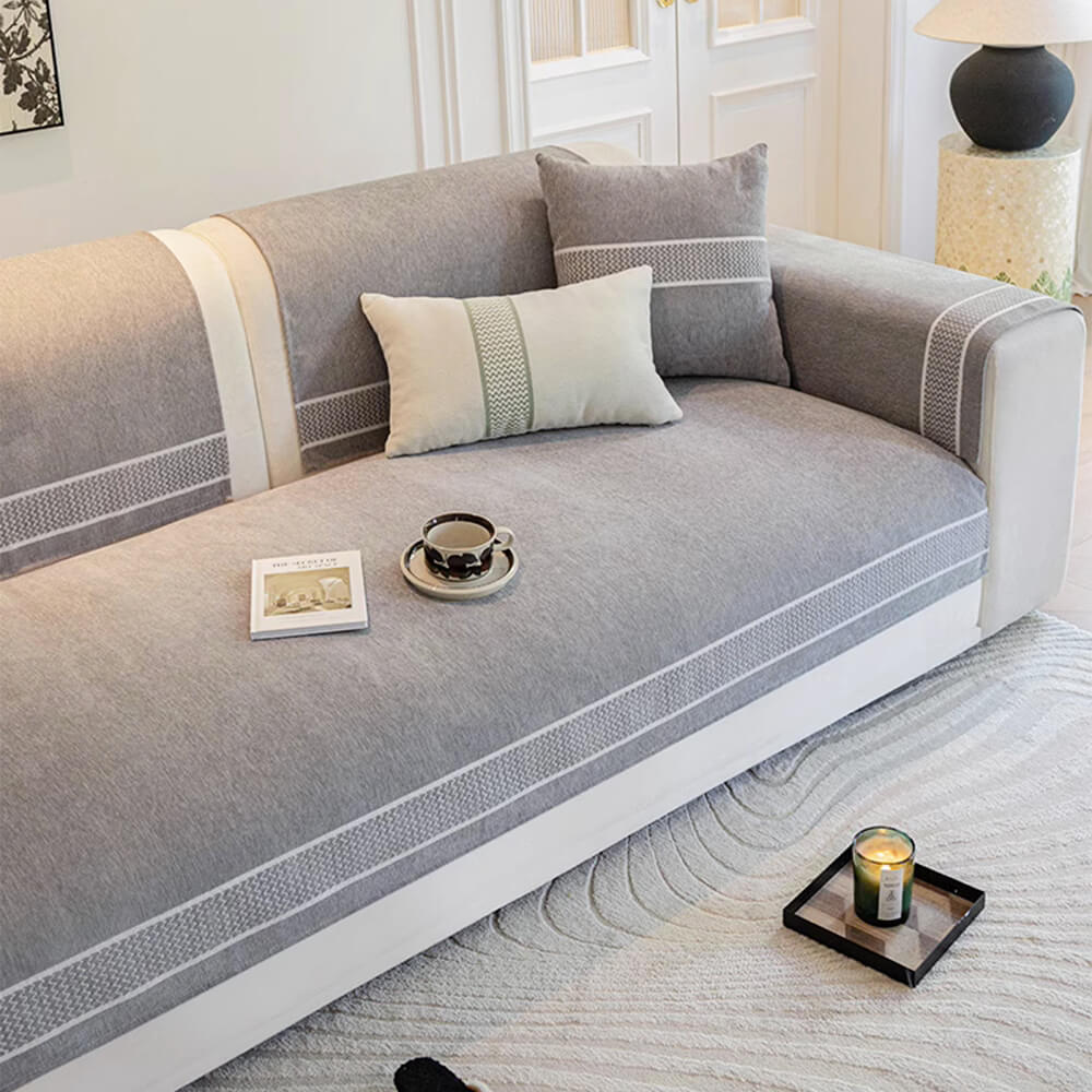 Coperchio di divano a graffio di Chenille Jacquard Wide Edge Design