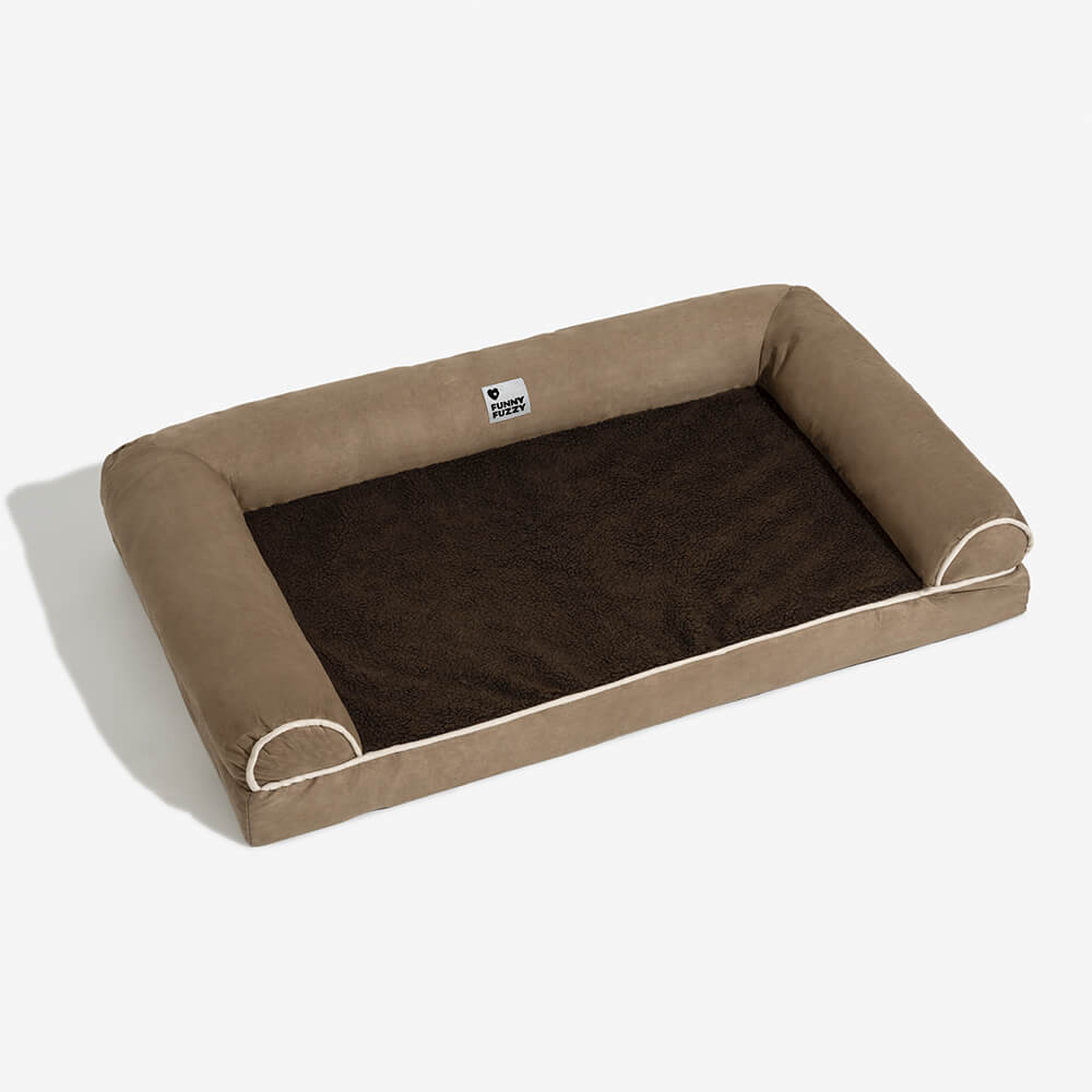 Faux Fleece & Suede Full Support Orthopedic Dog Bed - FUNNYFUZZY