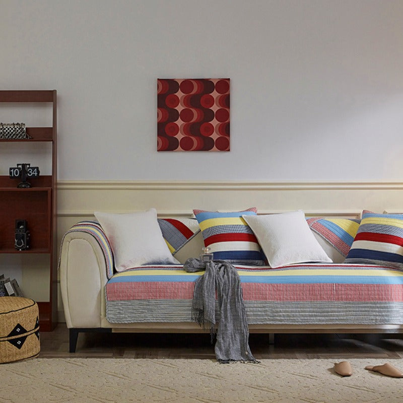 Divano a strisce colorate a strisce chic protettore di divano comfort