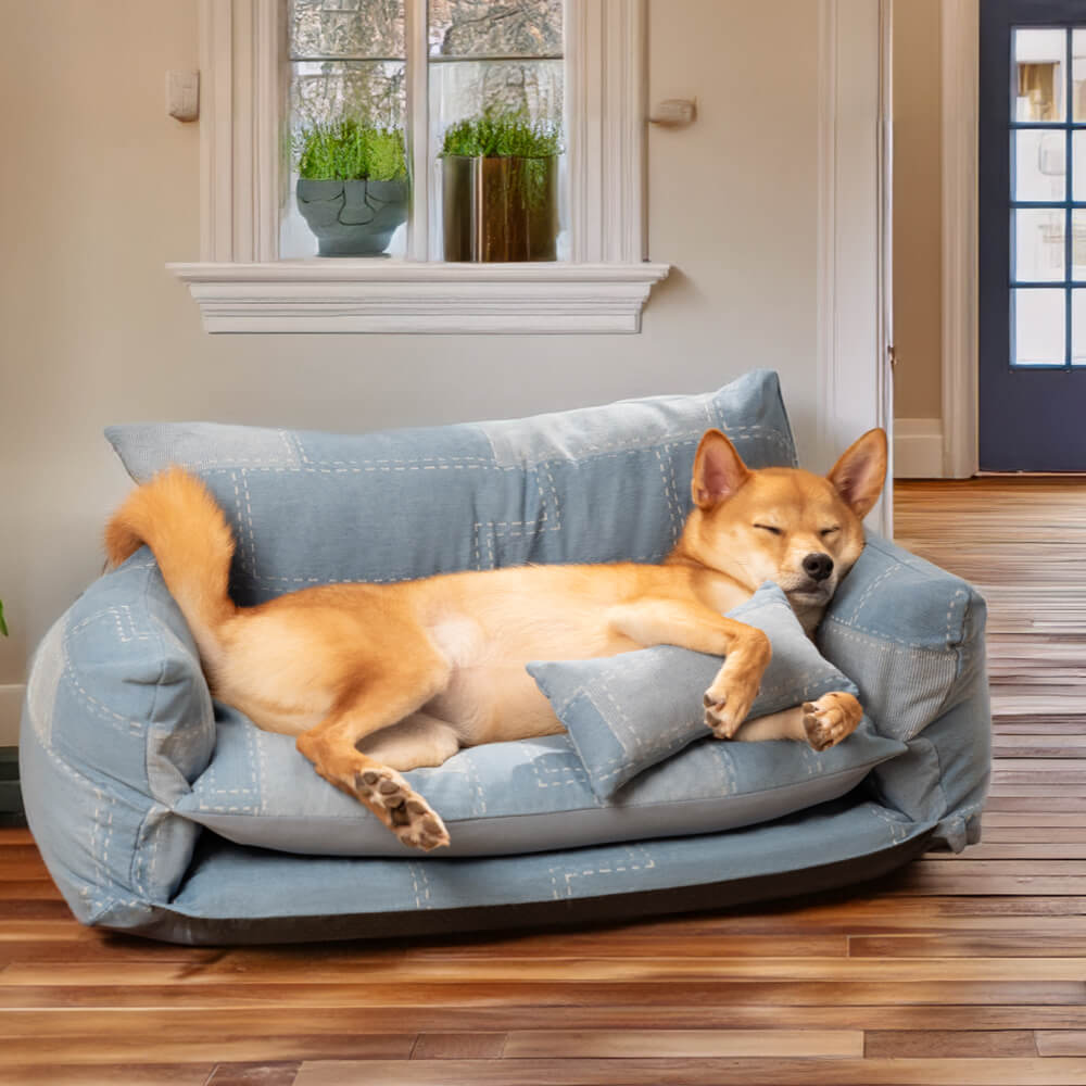 Denim-Patchwork-Stil, doppellagiges Haustier-Sofa, Hunde-Sofabett