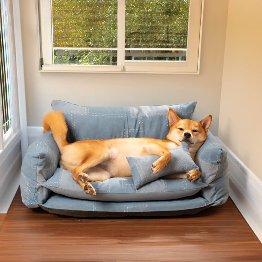 Denim-Patchwork-Stil, doppellagiges Haustier-Sofa, Hunde-Sofabett