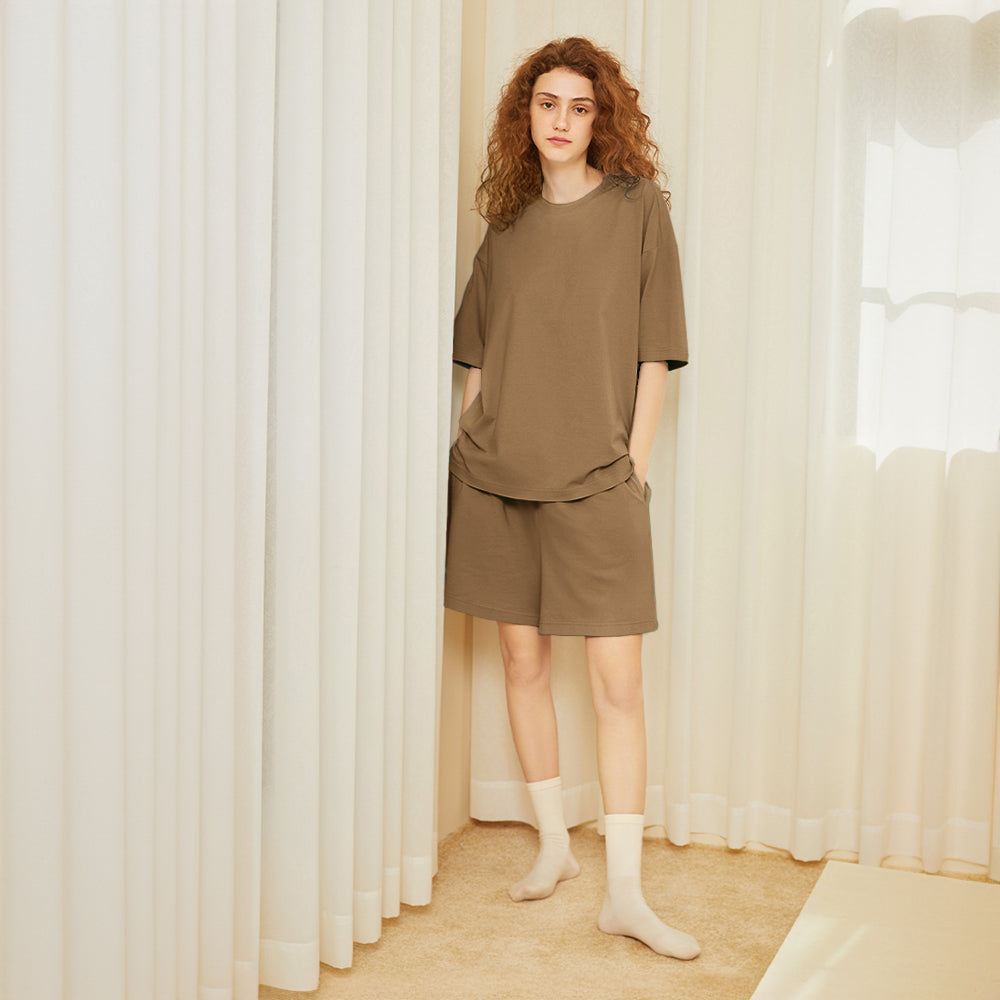 Coppia a manica corta a colori a colore puro ecologico resistente agli animali domestici.