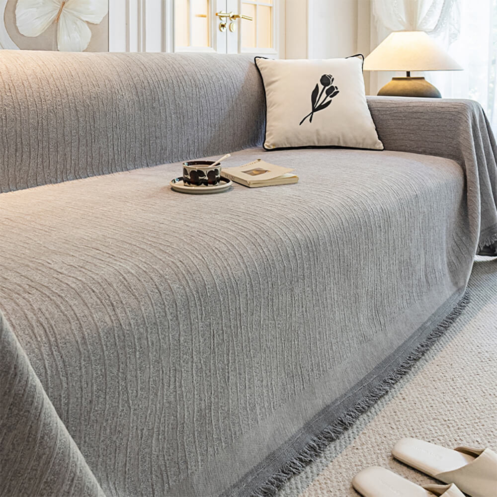 Cubierta de sofá anti-scratch de tiro con textura con textura de crema chenille