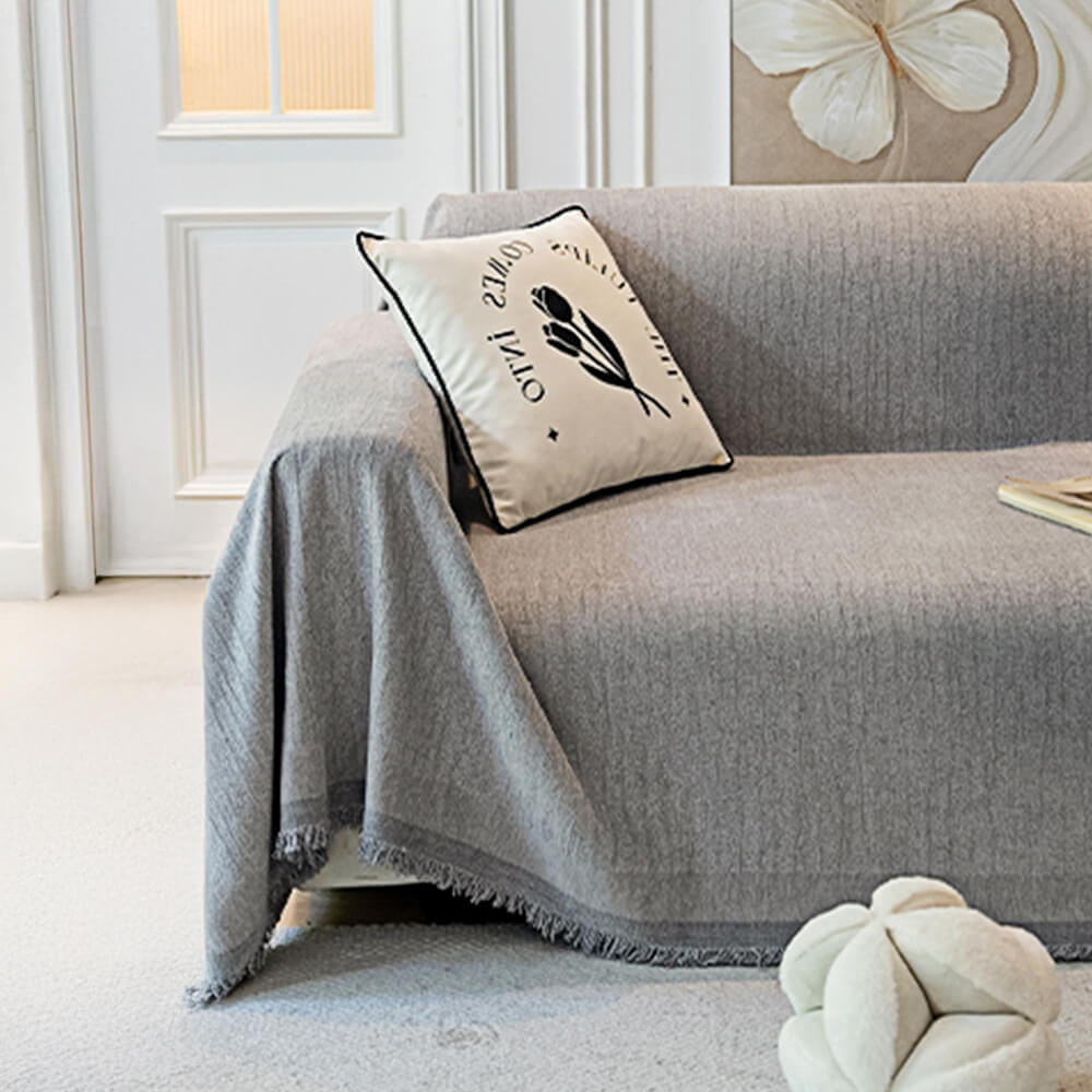 Cubierta de sofá anti-scratch de tiro con textura con textura de crema chenille