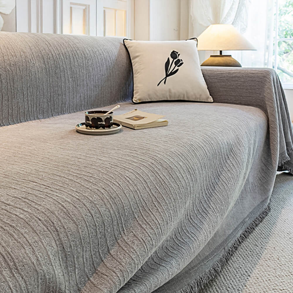 Cubierta de sofá anti-scratch de tiro con textura con textura de crema chenille