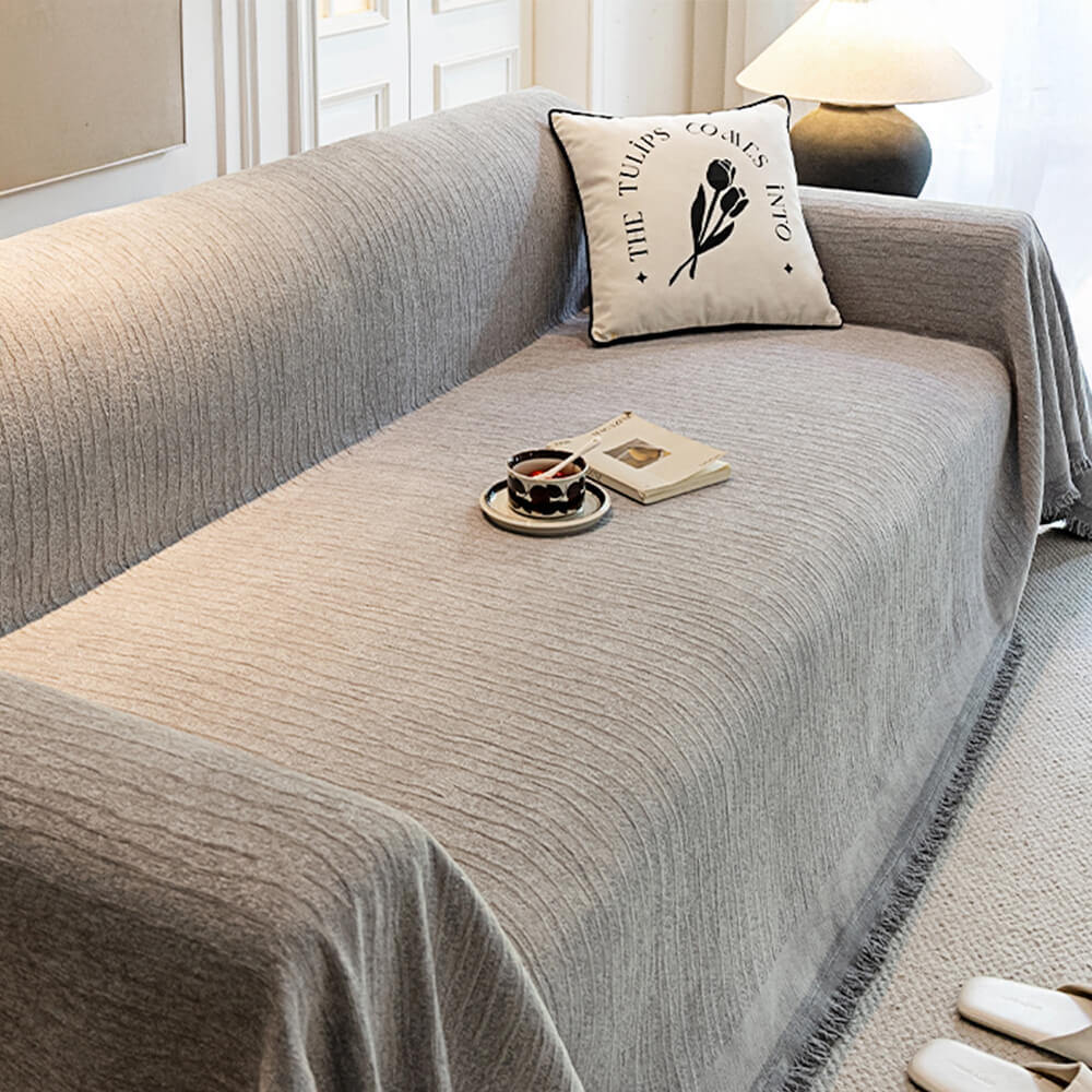 Cubierta de sofá anti-scratch de tiro con textura con textura de crema chenille