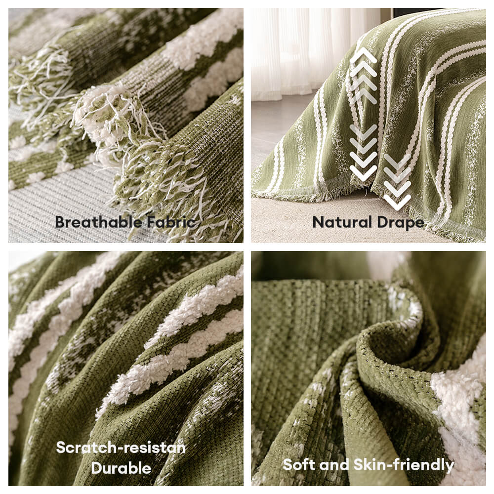 Cubierta de sofá de lanza de chenilla de borla decorativa