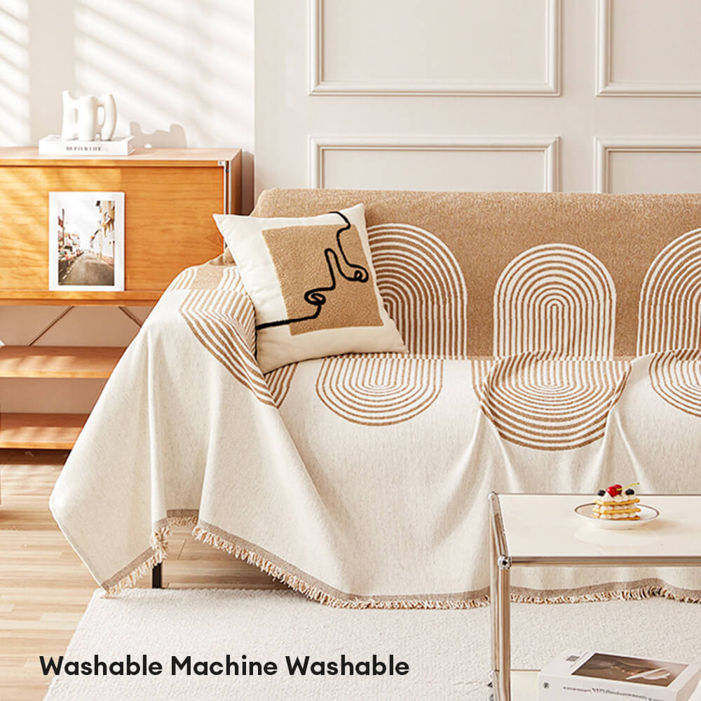 Patrón geométrico Cubierta de sofá de chenilla reversible