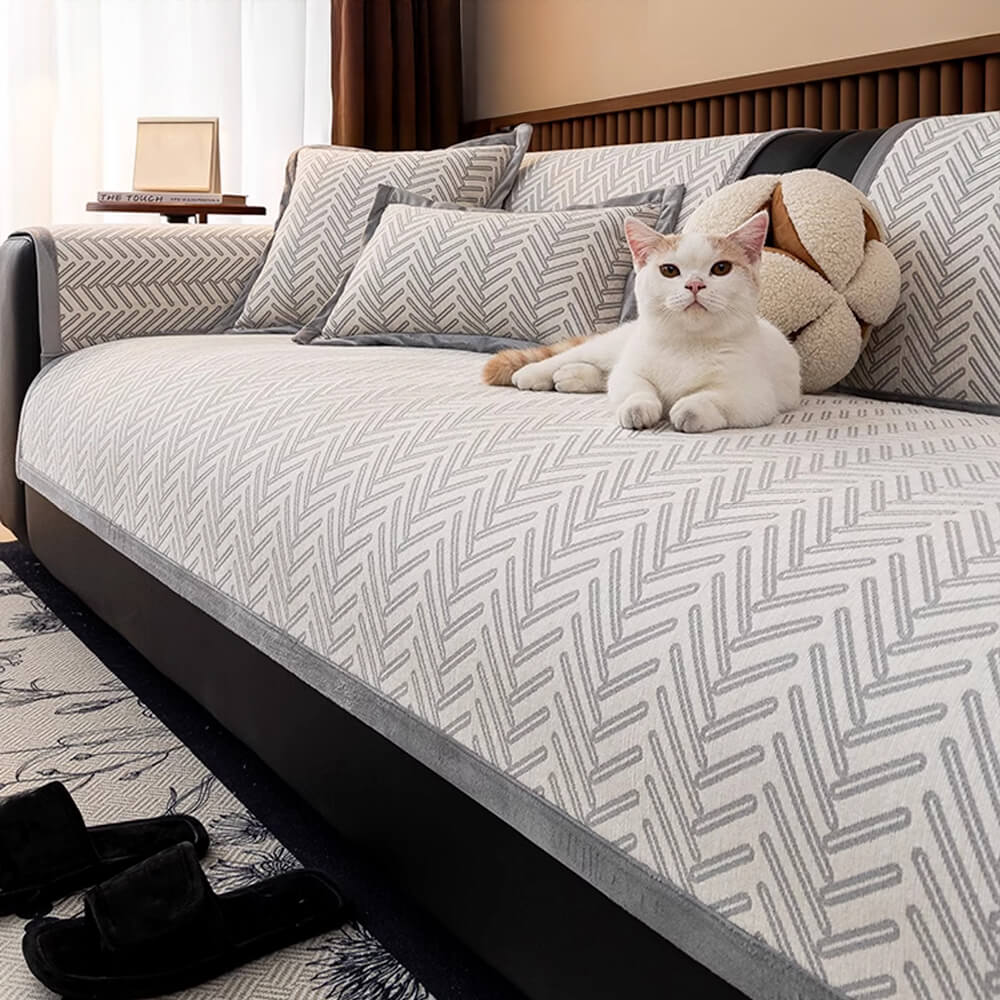 Cubierta moderna de Herringbone Chenille Chenille anti-scratch sin deslizamiento