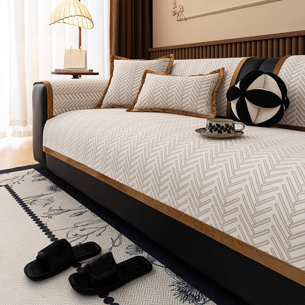 Cubierta moderna de Herringbone Chenille Chenille anti-scratch sin deslizamiento