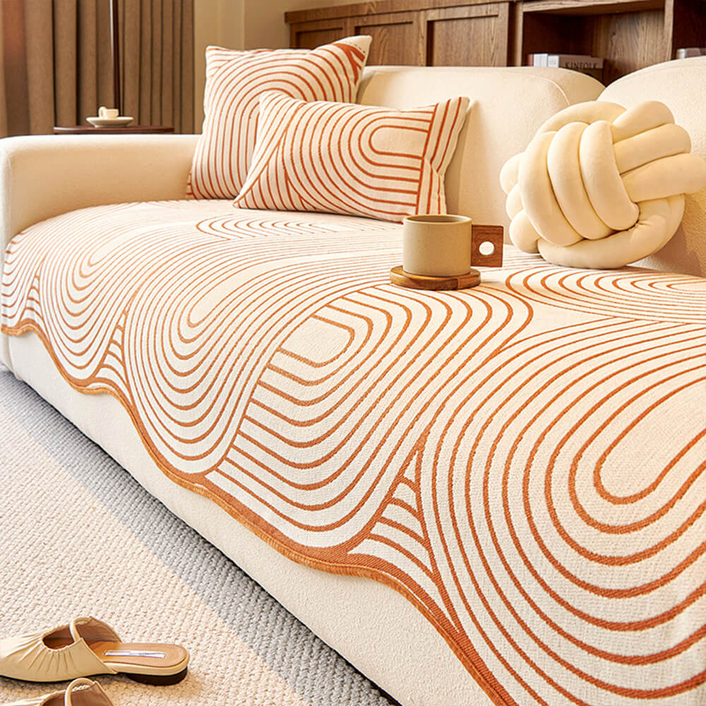 Líneas modernas Chenille Sofá Protector Irregular Cubierta de sofá