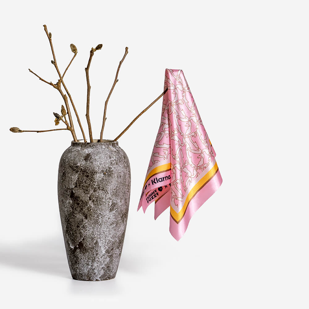 Funnyfuzzy x klarna mascota y bufanda humana