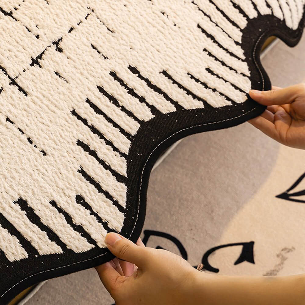 Cubierta de sofá de felpa suave en espesas con bordes de ondas irregulares