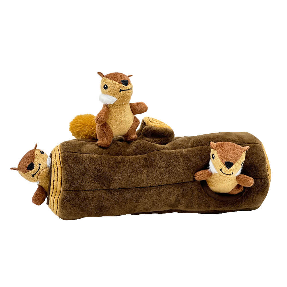 Giocattolo per cani da nascondino interattivo scoiattolo con tronco d'albero