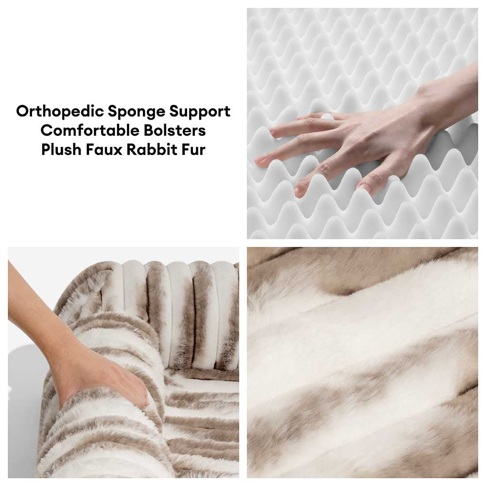 Cama de perro ortopédico rayado de rayas esponjosas - Luxe Comfort