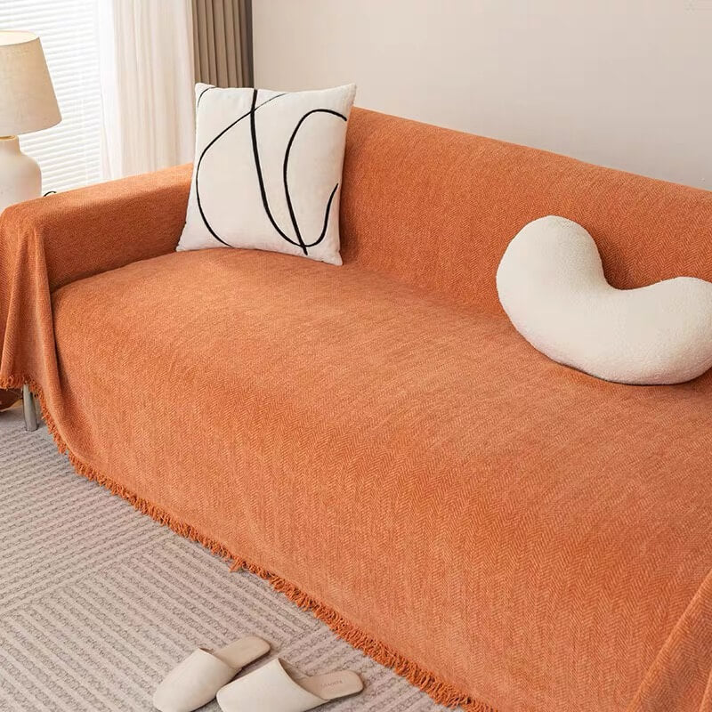 Cobertura completa Herringbone Chenille Sofá Protección de la cubierta del sofá resistente al desgaste