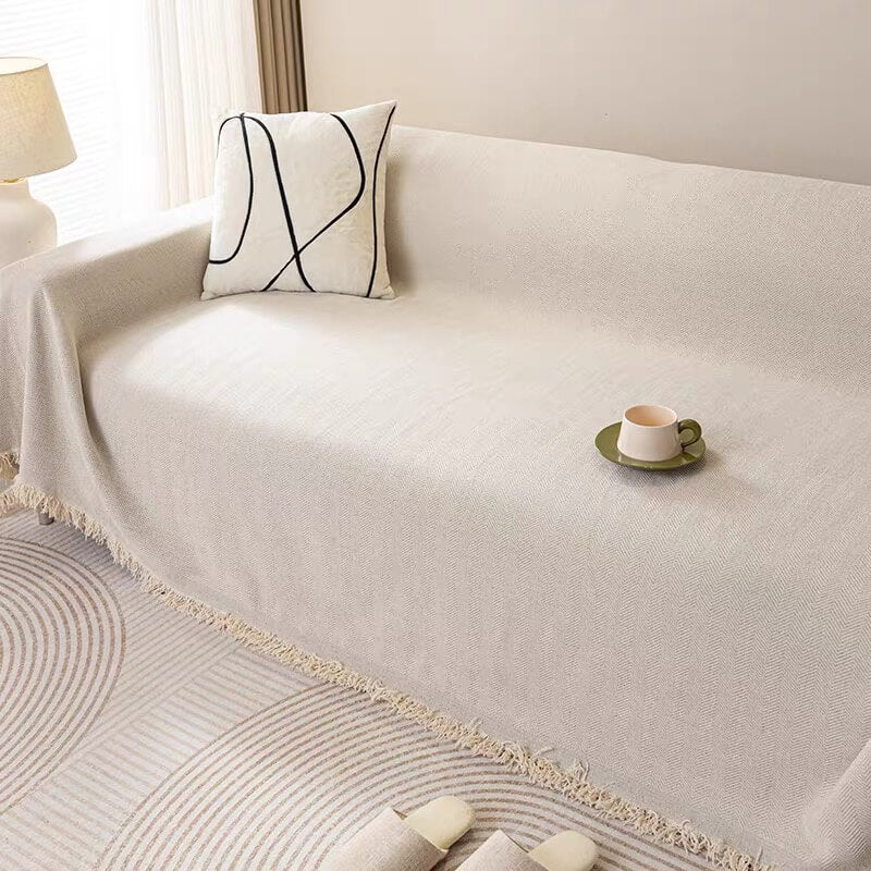 Cobertura completa Herringbone Chenille Sofá Protección de la cubierta del sofá resistente al desgaste