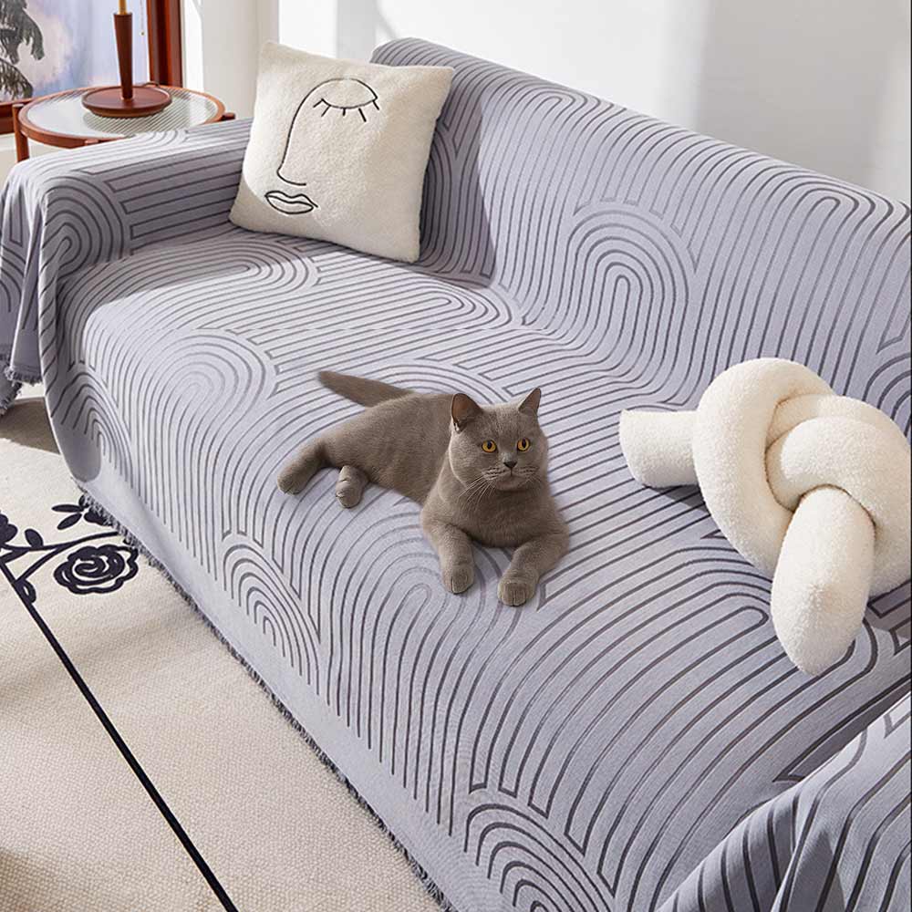 Motif de arco minimalista Tapa de sofá Chenille resistente a los arañazos