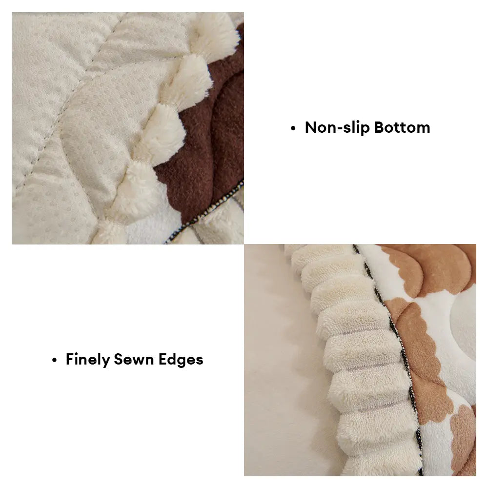 Checkered Velvet Sofa Pad Anti-Slip Quilted Couch Cover