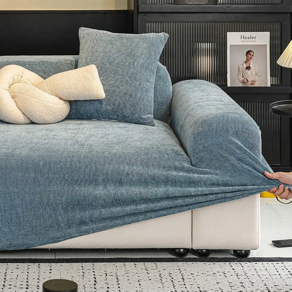 Herringbone Full Coverage Comfortable Scratch-Resistant Sofa Protection Magic Couch Cover