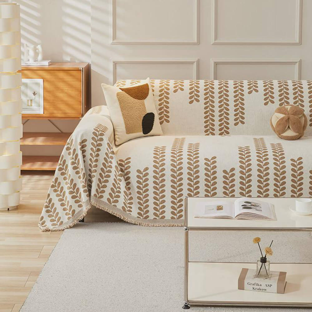 Cubierta del sofá de decoración de tela de tela de chenilla de hoja