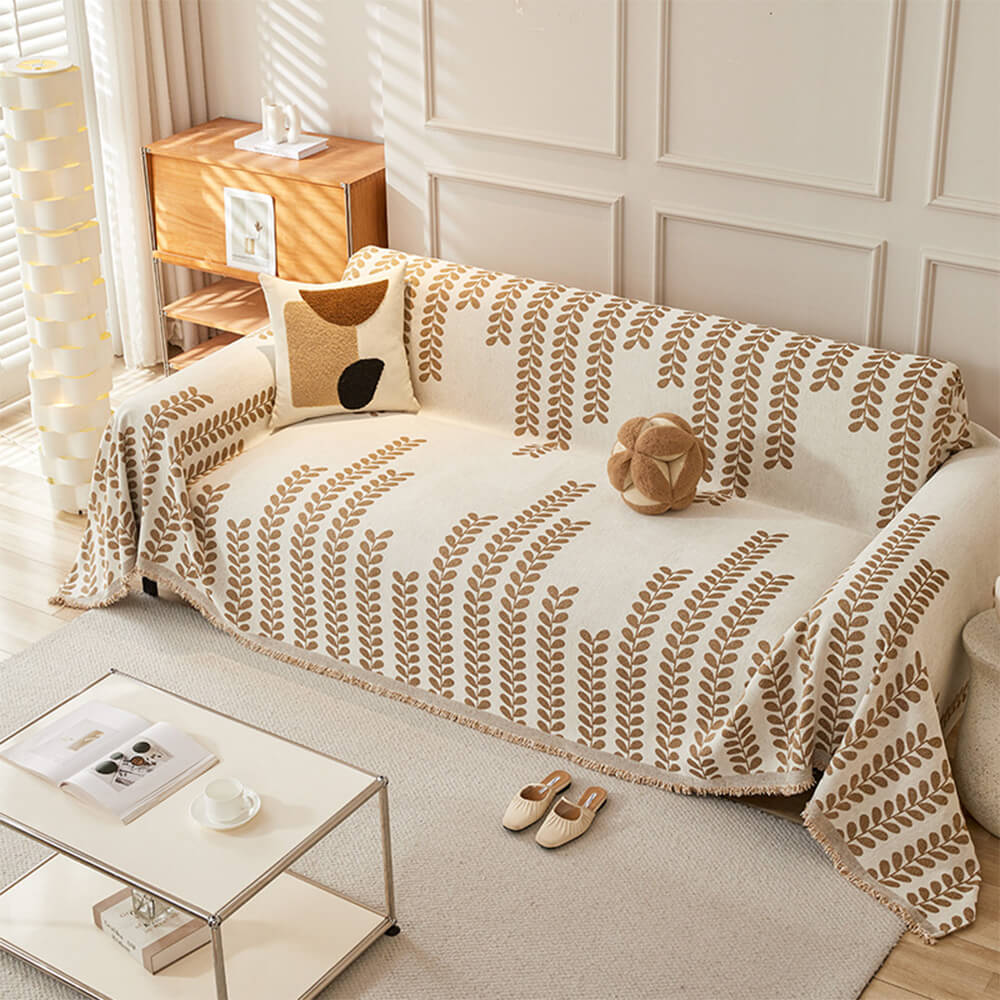 Cubierta del sofá de decoración de tela de tela de chenilla de hoja