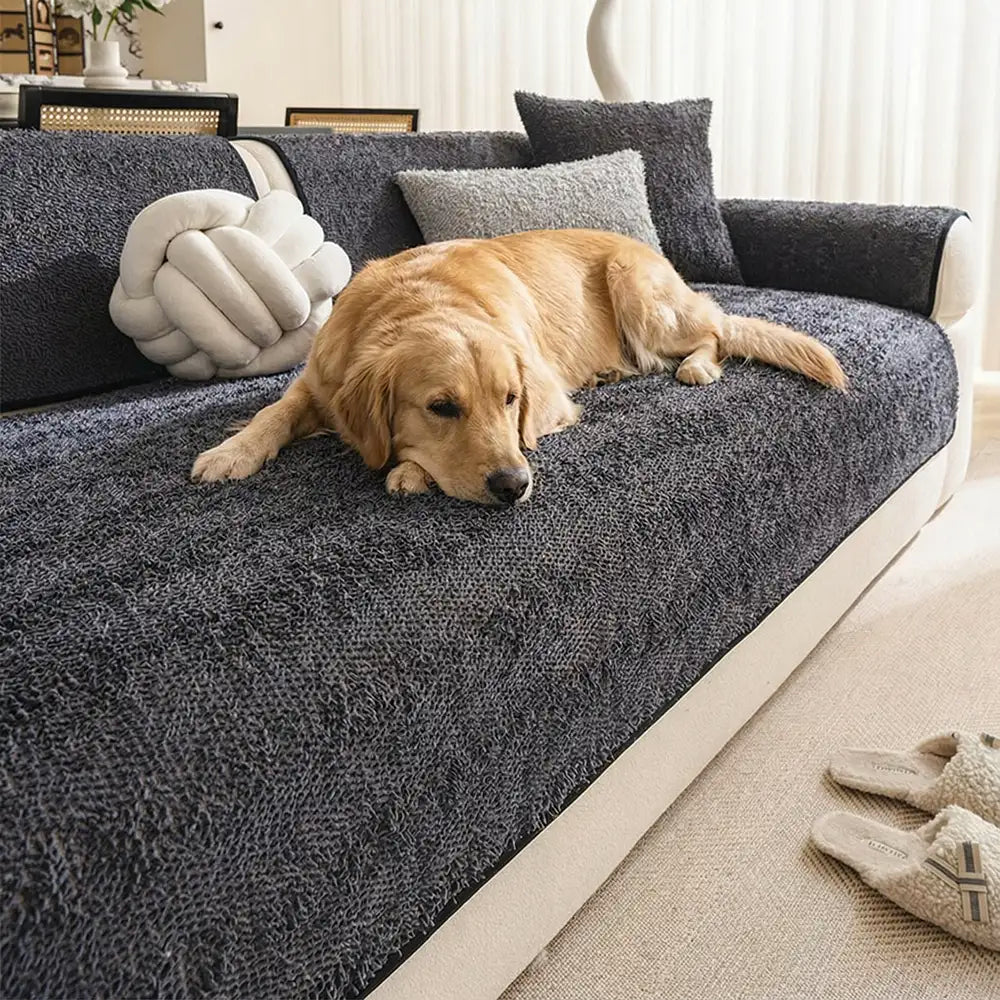 Luxury Long Plush Chenille All-Season Soft And Non-Slip Couch Cover For Muddy Paws
