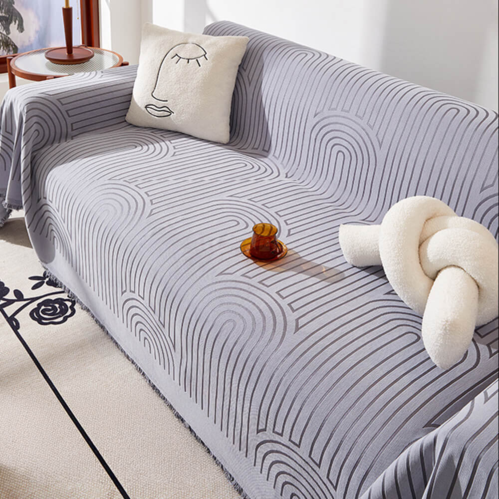 Motif de arco minimalista Tapa de sofá Chenille resistente a los arañazos