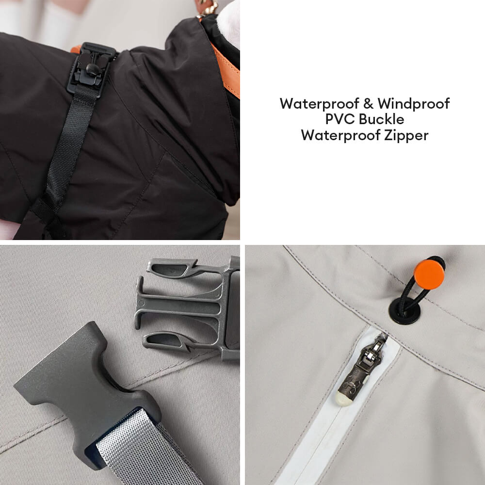 Chaqueta para perros de cuello de tortuga ligero impermeable al aire libre