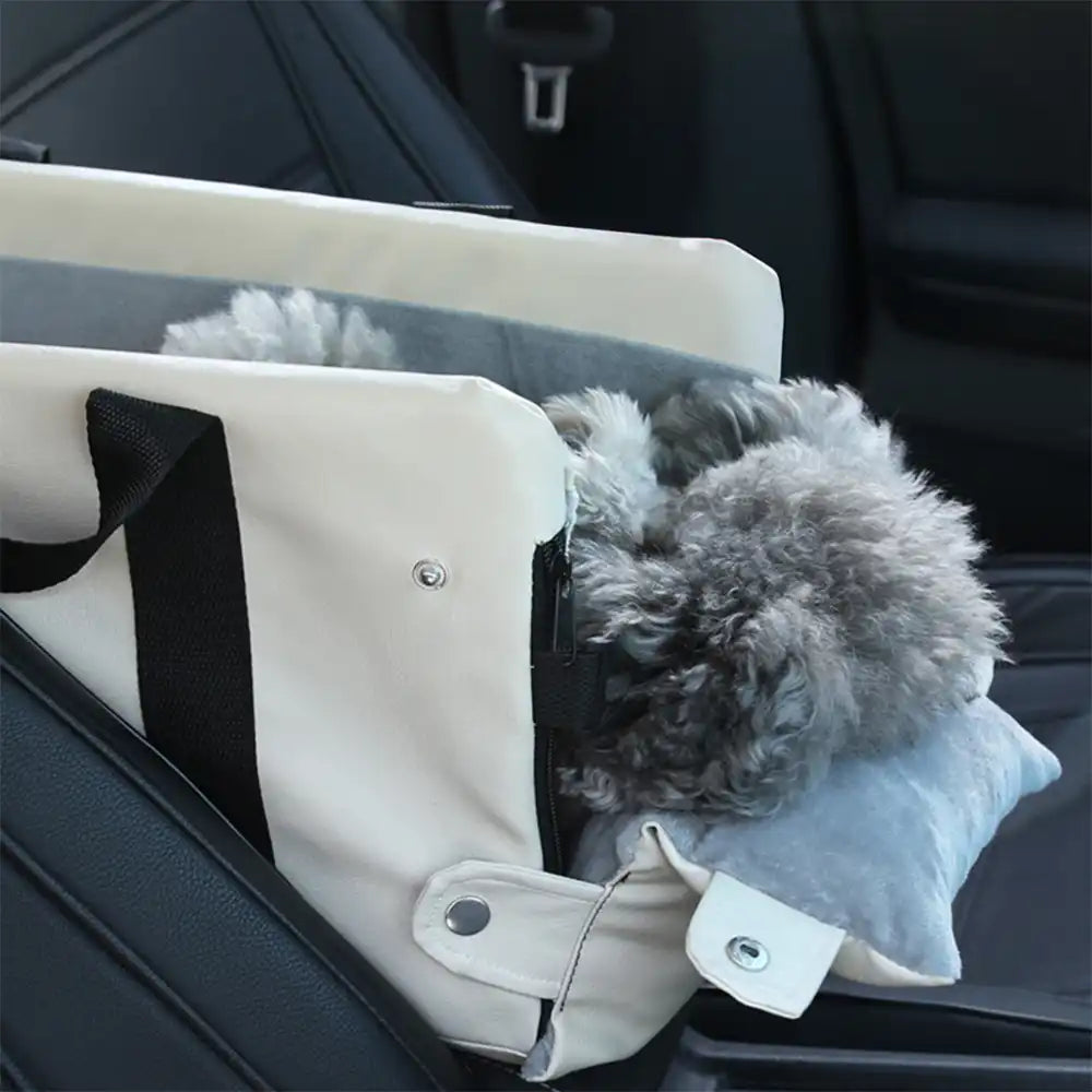 Portable Travel Faux Leather Waterproof Center Console Pet Car Seat