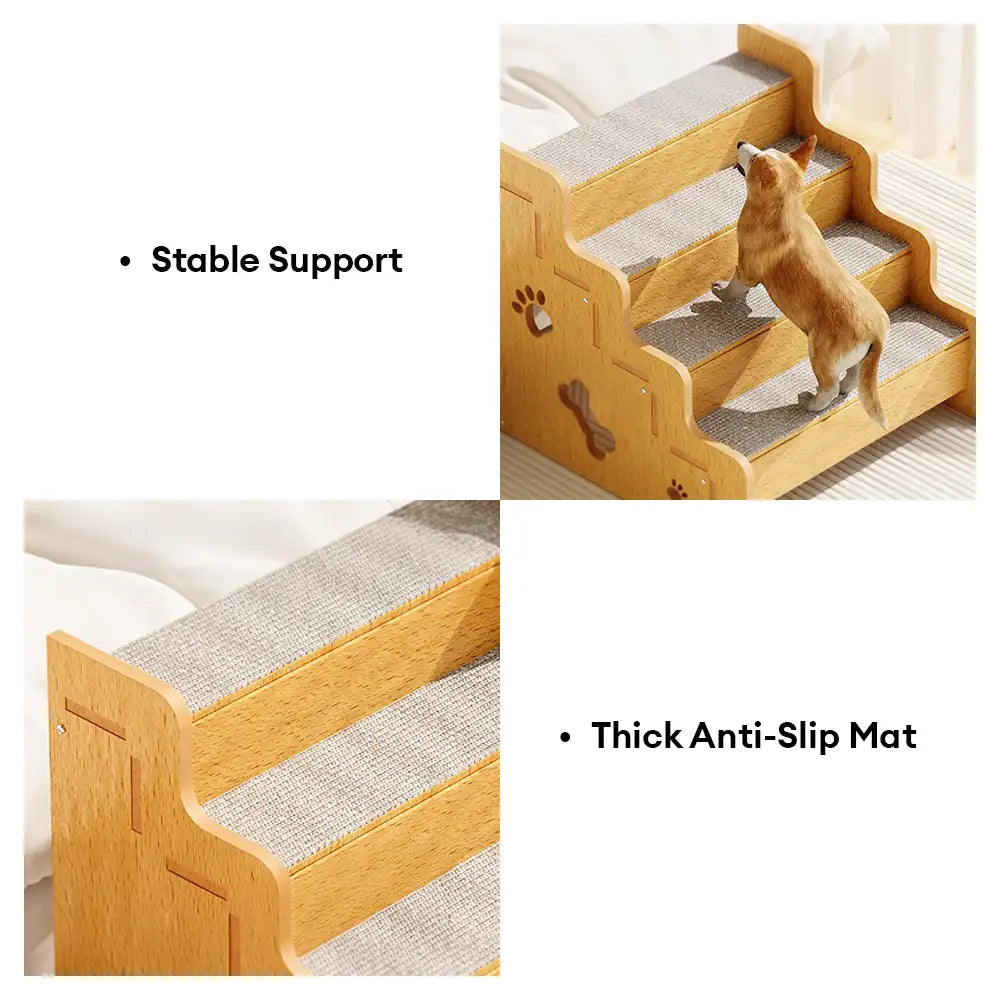 Safe Sturdy Wood Non-Slip Dog Ramp Stairs