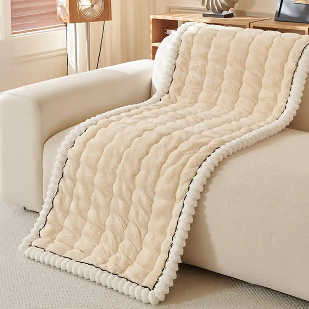 Solid-Color Fluffy Sofa Decor Thickened Couch Cover