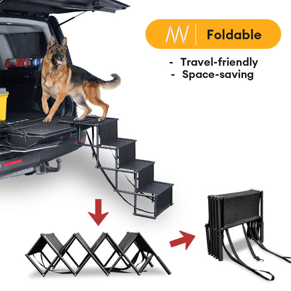 Viaggia per le scale per auto non slip per cani a 4 fasi portatili