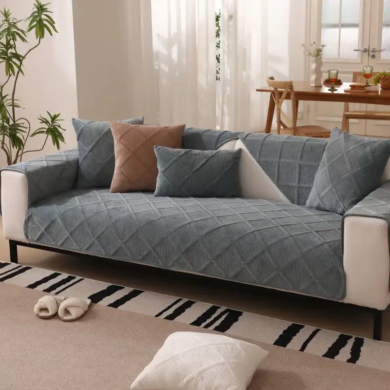 Velvety Soft Short Plush Modern Interiors Couch Cover